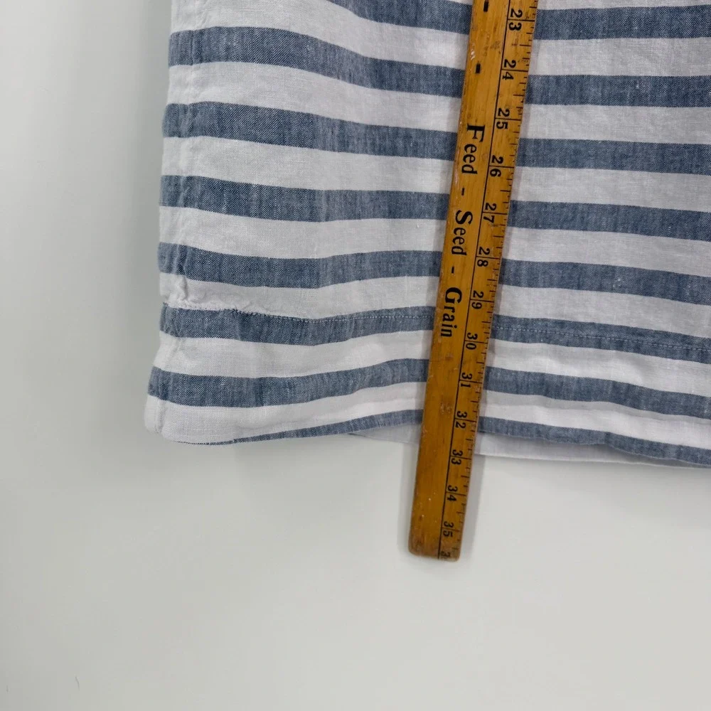 J. Jill Love Linen Womens Sz M Blue & White Striped Maxi Skirt Coastal Nautical